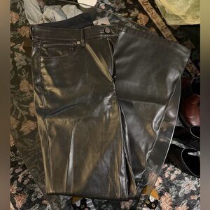GAP 70s Vegan Leather High Rise Flare Pants